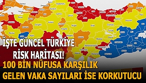 İşte güncel Türkiye risk haritası! 100 bin nüfusa karşılık gelen vaka sayıları ise korkutucu